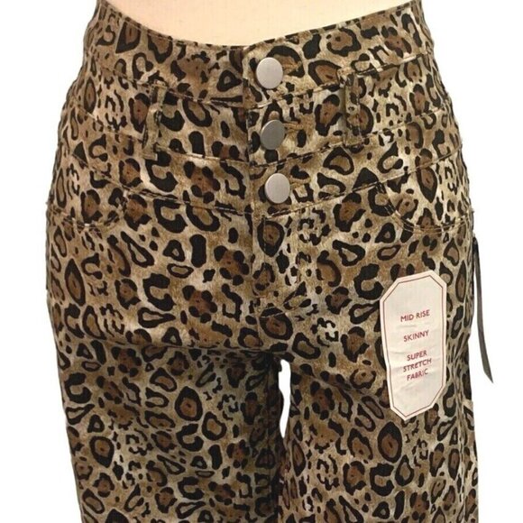 No Boundaries Womens Midrise Skinny Leopard Print Jeans Junior Size 5 Pants - Picture 5 of 12